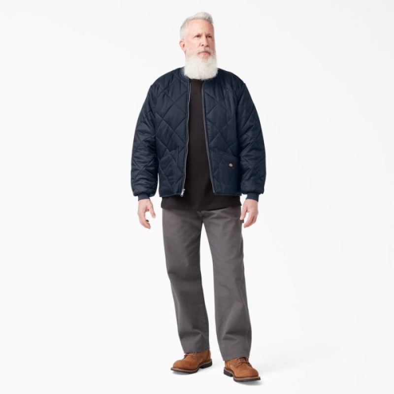 Dickies Diamond Matlasat Jacket Bleumarin | FMSD5532