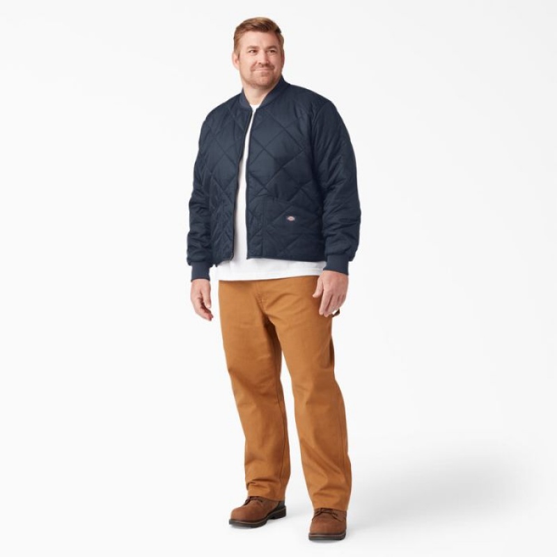 Dickies Diamond Matlasat Jacket Bleumarin | FMSD5532
