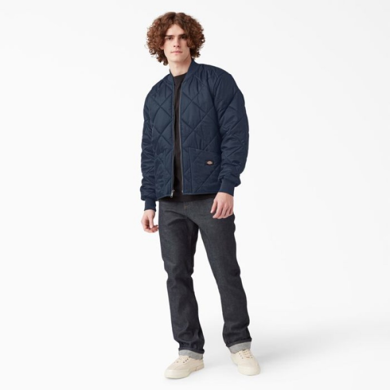 Dickies Diamond Matlasat Jacket Bleumarin | FMSD5532