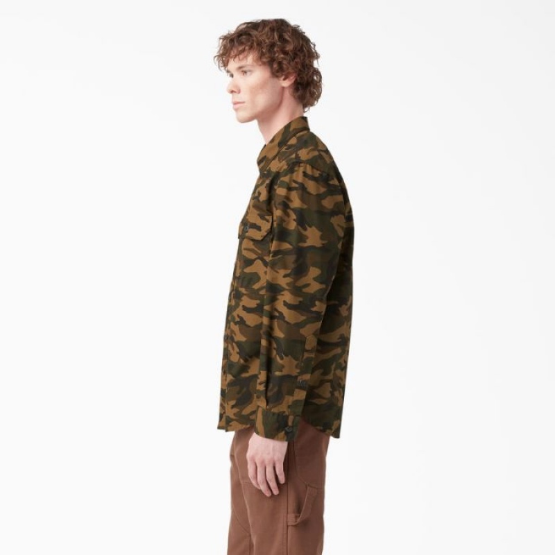 Dickies Dickies 1922 Long Sleeve Lucru Shirt Maro Negrii Camuflaj | BVNS8874