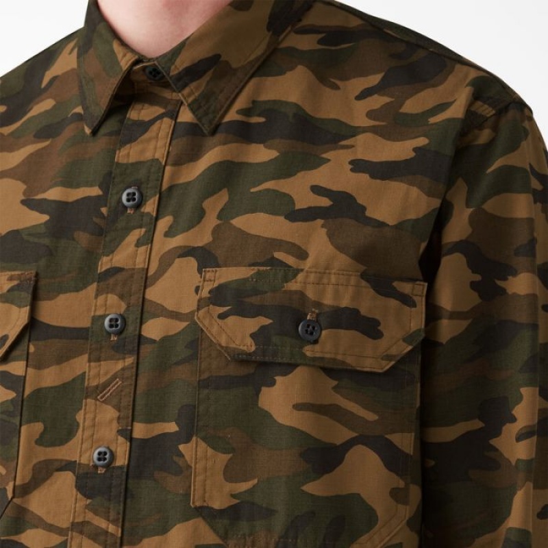 Dickies Dickies 1922 Long Sleeve Lucru Shirt Maro Negrii Camuflaj | BVNS8874