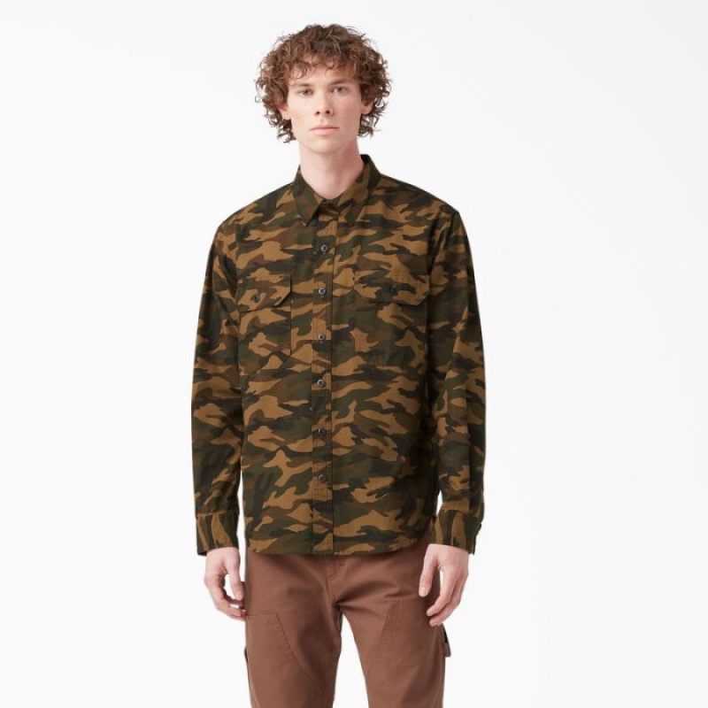 Dickies Dickies 1922 Long Sleeve Lucru Shirt Maro Negrii Camuflaj | BVNS8874