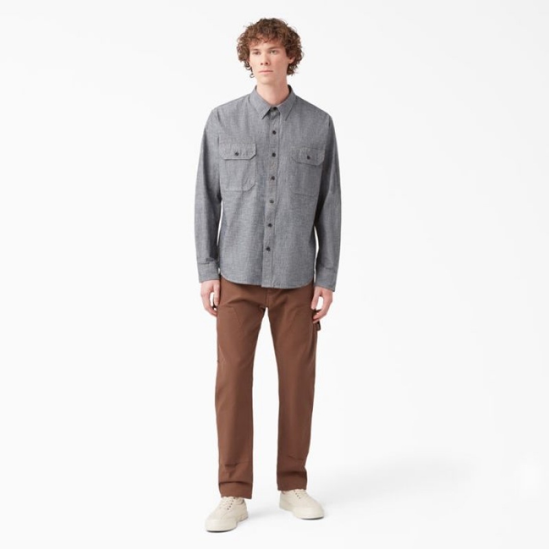 Dickies Dickies 1922 Long Sleeve Lucru Shirt Negrii | DZMG6913