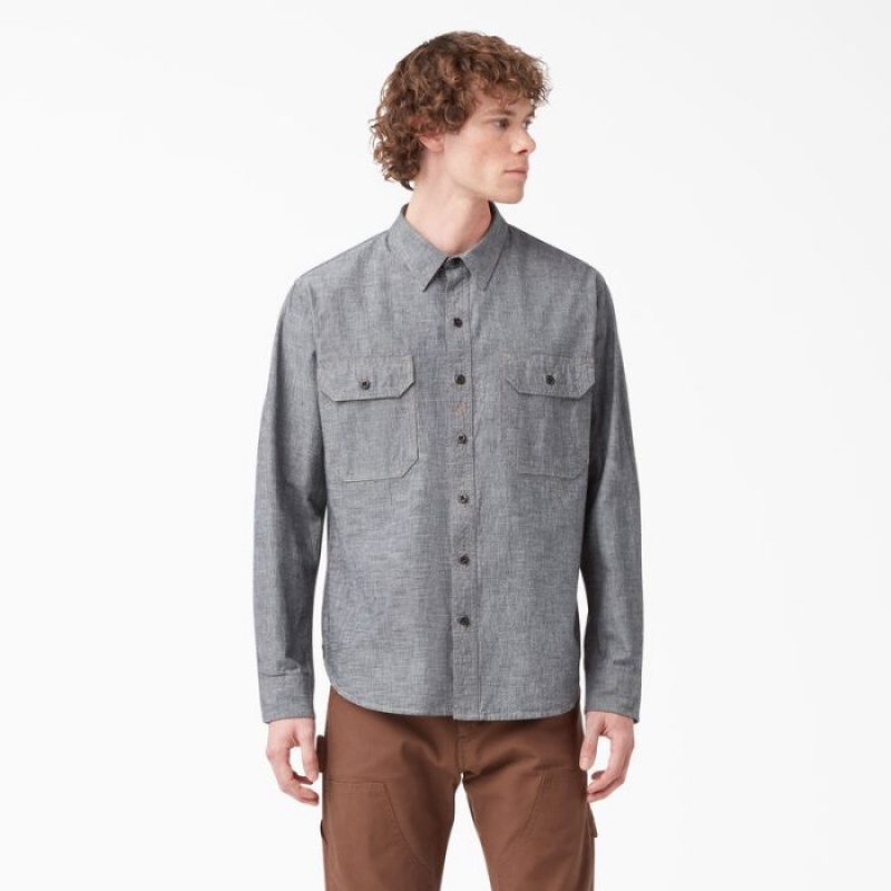 Dickies Dickies 1922 Long Sleeve Lucru Shirt Negrii | DZMG6913