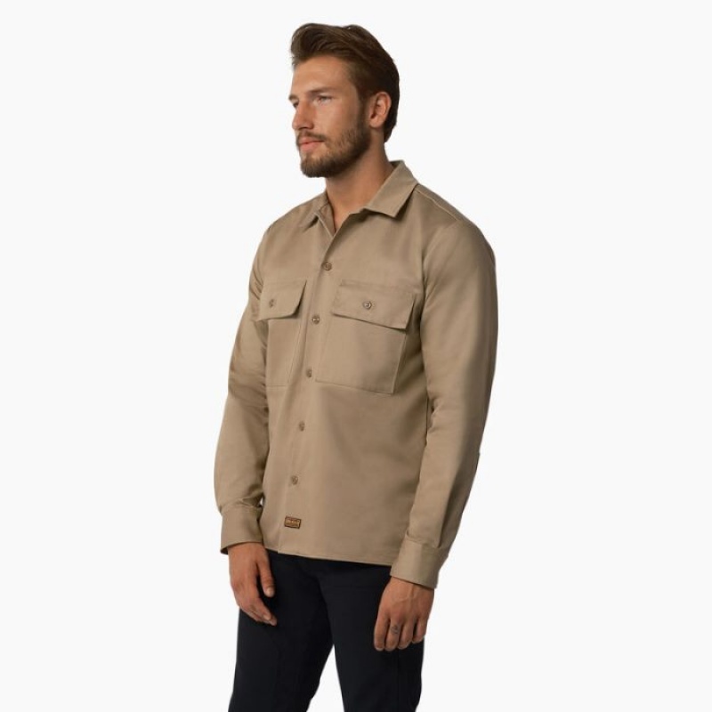 Dickies Dickies 1922 Premium Twill Long Sleeve Shirt Rinsed Maple | WGHP7013