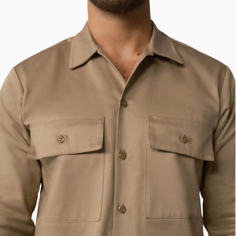 Dickies Dickies 1922 Premium Twill Long Sleeve Shirt Rinsed Maple | WGHP7013