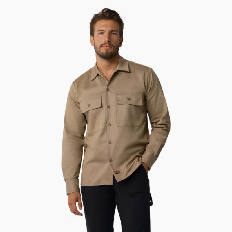 Dickies Dickies 1922 Premium Twill Long Sleeve Shirt Rinsed Maple | WGHP7013