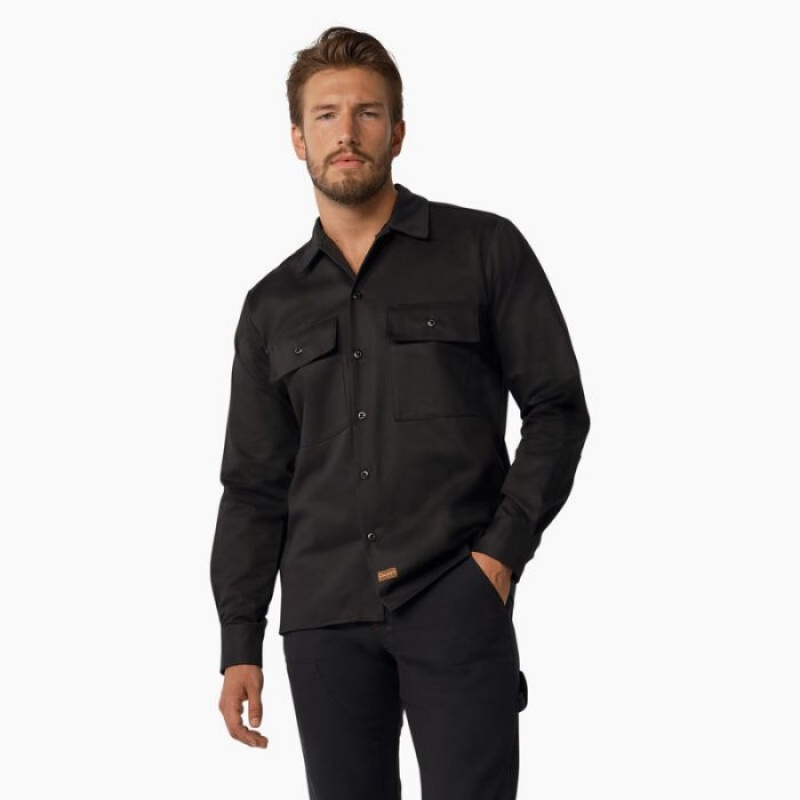 Dickies Dickies 1922 Premium Twill Long Sleeve Shirt Negrii | DODU2136