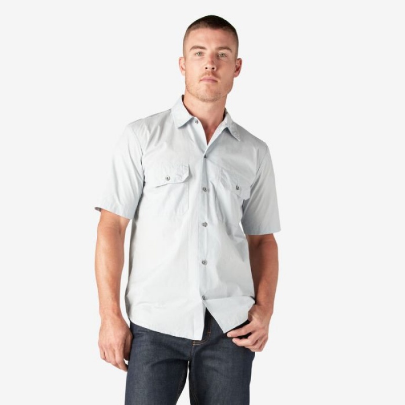 Dickies Dickies 1922 Scurte Sleeve Lucru Shirt Albastri Deschis | UMZZ0931