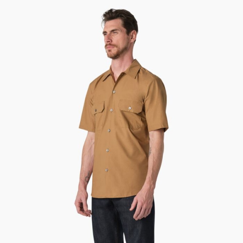 Dickies Dickies 1922 Scurte Sleeve Lucru Shirt Rinsed Maple | YWAH7030