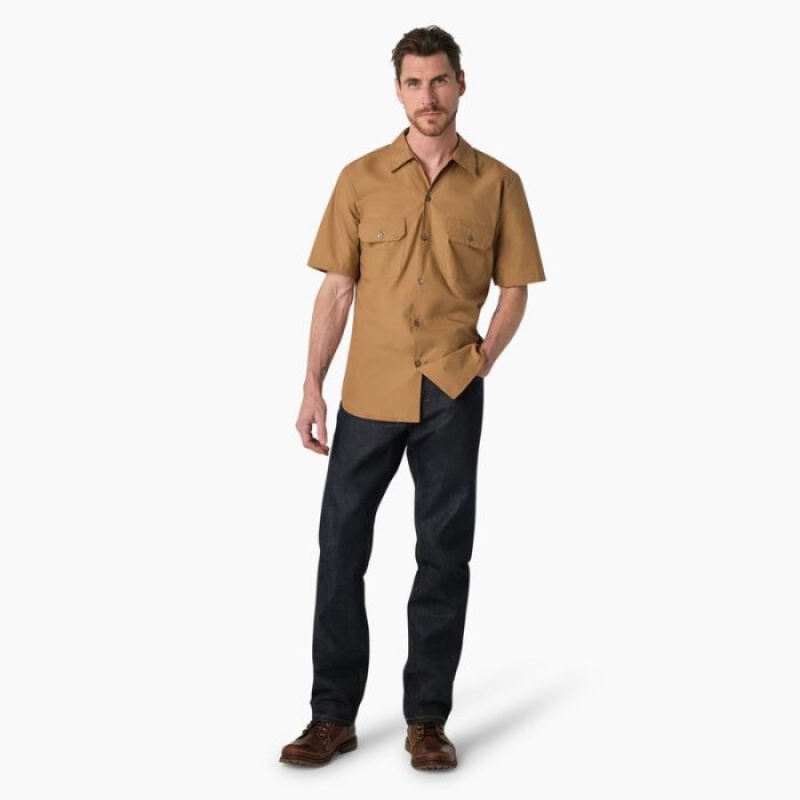 Dickies Dickies 1922 Scurte Sleeve Lucru Shirt Rinsed Maple | YWAH7030