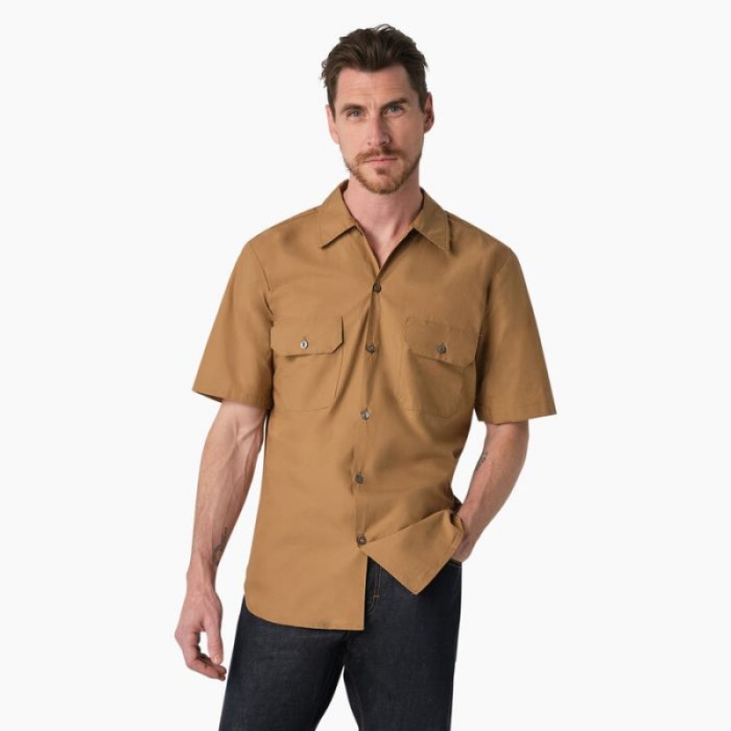 Dickies Dickies 1922 Scurte Sleeve Lucru Shirt Rinsed Maple | YWAH7030
