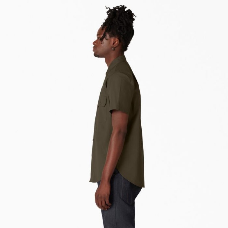 Dickies Dickies 1922 Scurte Sleeve Lucru Shirt Masline Verzi Verzi | DDWJ1033