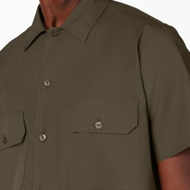 Dickies Dickies 1922 Scurte Sleeve Lucru Shirt Masline Verzi Verzi | DDWJ1033