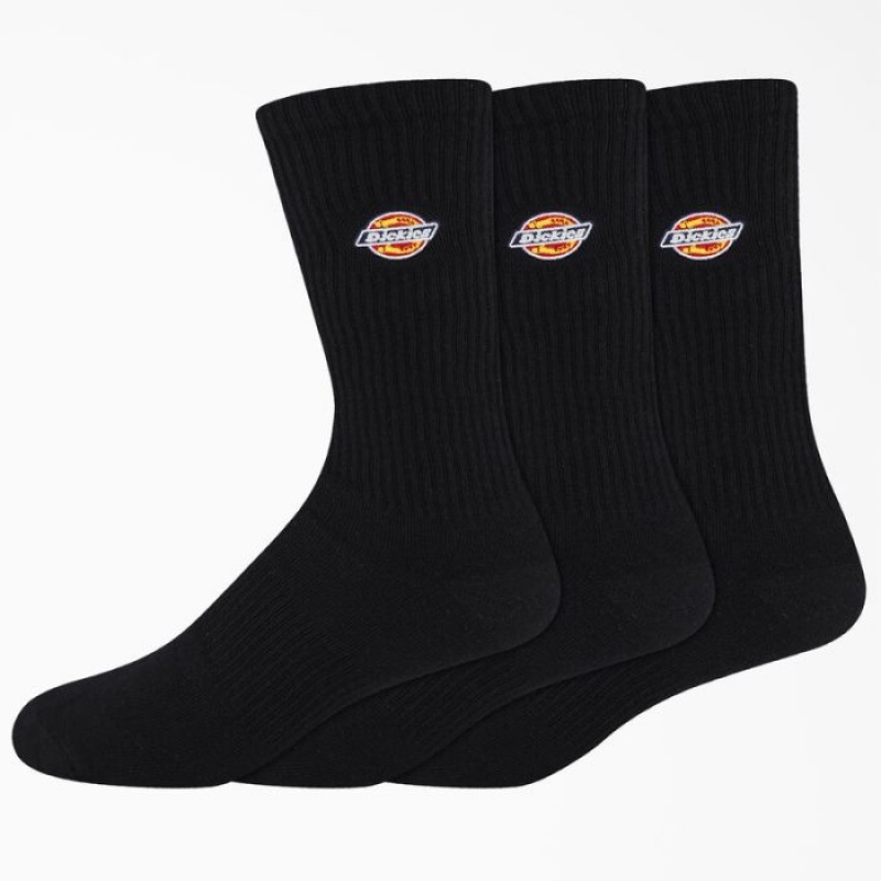 Dickies Dickies Embroidered Crew Socks, Size 6-12, 3-Pack Negrii | QOGC4439