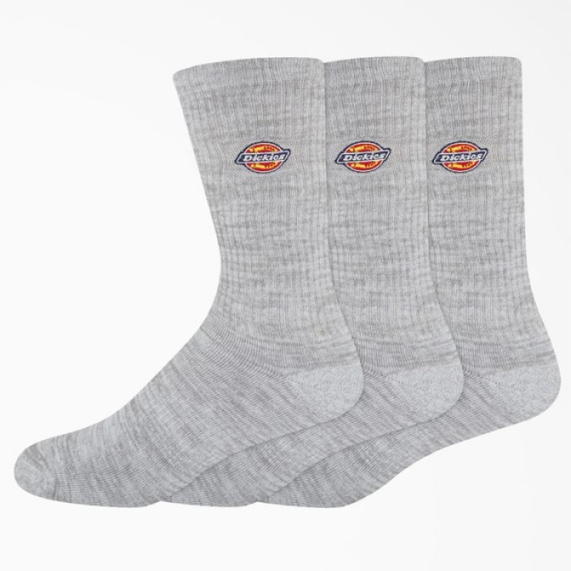 Dickies Dickies Embroidered Crew Socks, Size 6-12, 3-Pack Gri | GAZY2102