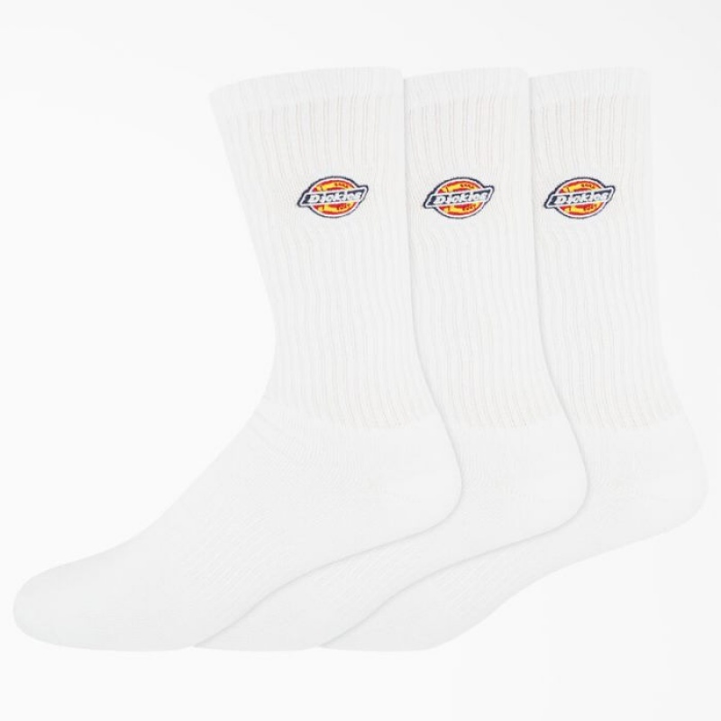 Dickies Dickies Embroidered Crew Socks, Size 6-12, 3-Pack Albi | KDNO7331