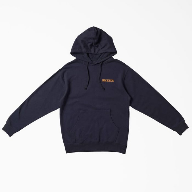 Dickies Dickies Fort Worth Grafice Hoodie Bleumarin Albastri | EDJU5502