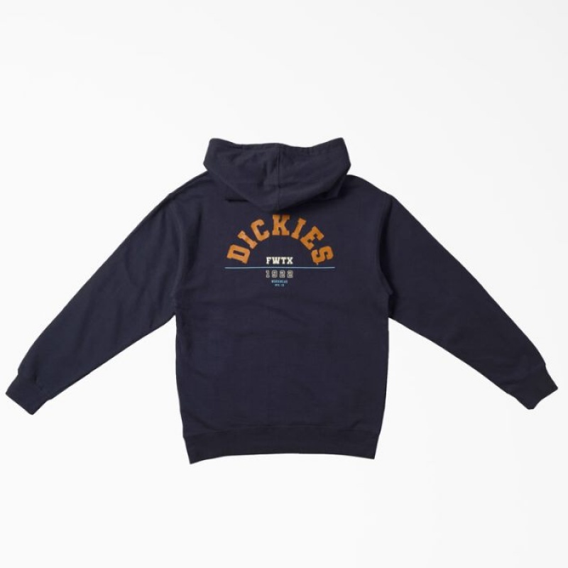 Dickies Dickies Fort Worth Grafice Hoodie Bleumarin Albastri | EDJU5502