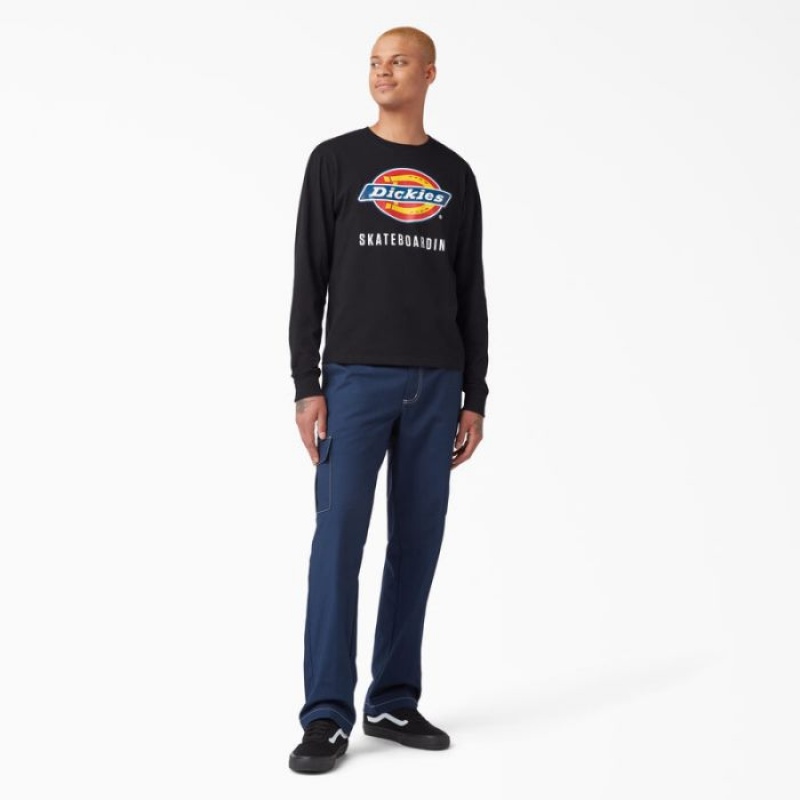 Dickies Dickies Skateboarding Logo Grafice Long Sleeve T-Shirt Negrii | IHVL8728