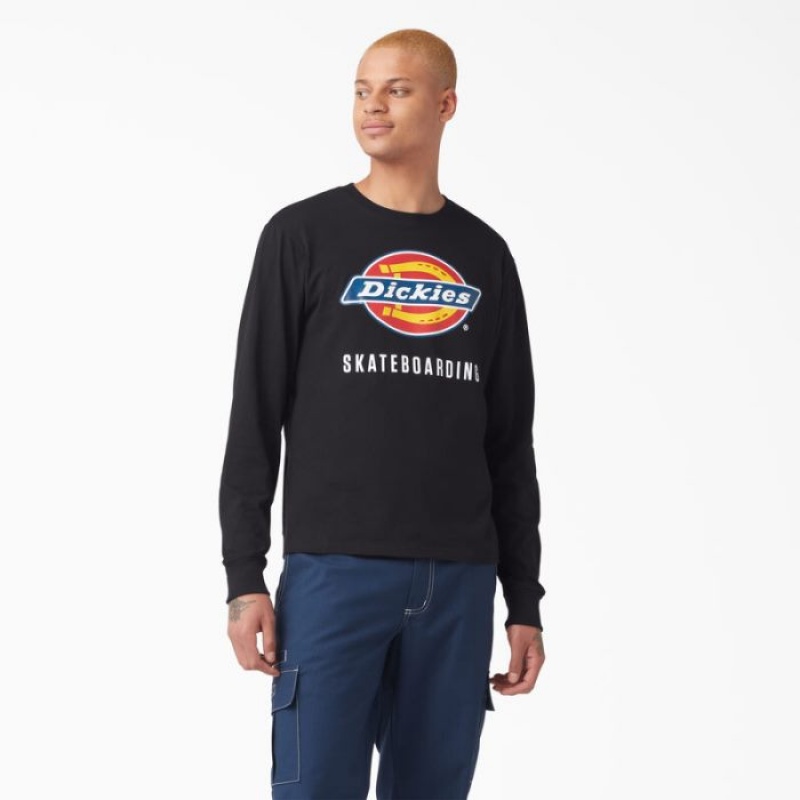 Dickies Dickies Skateboarding Logo Grafice Long Sleeve T-Shirt Negrii | IHVL8728