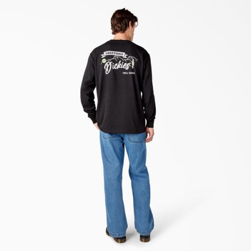 Dickies Dighton Long Sleeve Grafice T-Shirt Negrii | JBYX1547