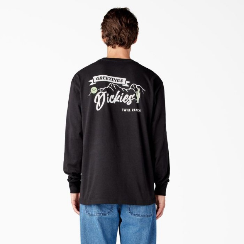 Dickies Dighton Long Sleeve Grafice T-Shirt Negrii | JBYX1547