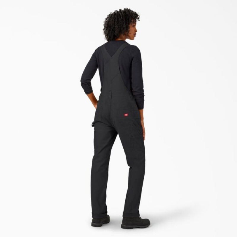 Dickies Drept Fit Duck Double Front Bib Overalls Negrii | TFXC7553