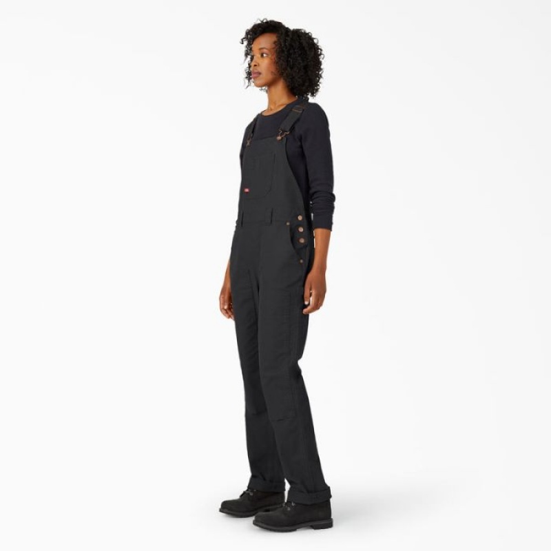 Dickies Drept Fit Duck Double Front Bib Overalls Negrii | TFXC7553