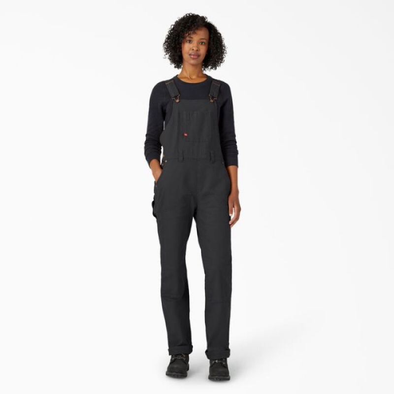 Dickies Drept Fit Duck Double Front Bib Overalls Negrii | TFXC7553