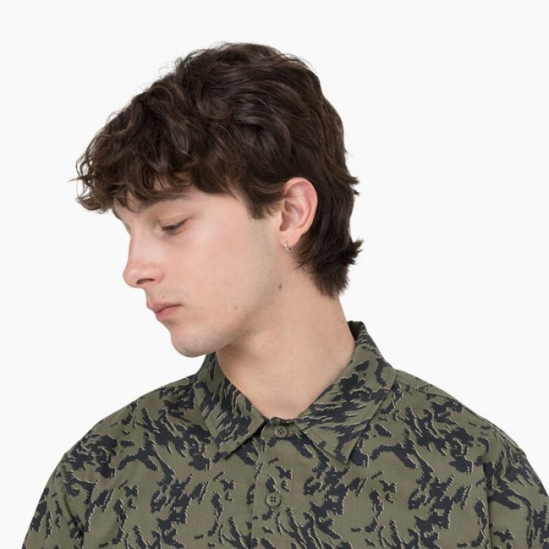 Dickies Drewsey Camo Scurte Sleeve Lucru Shirt Verzi Camuflaj | NZOB3017