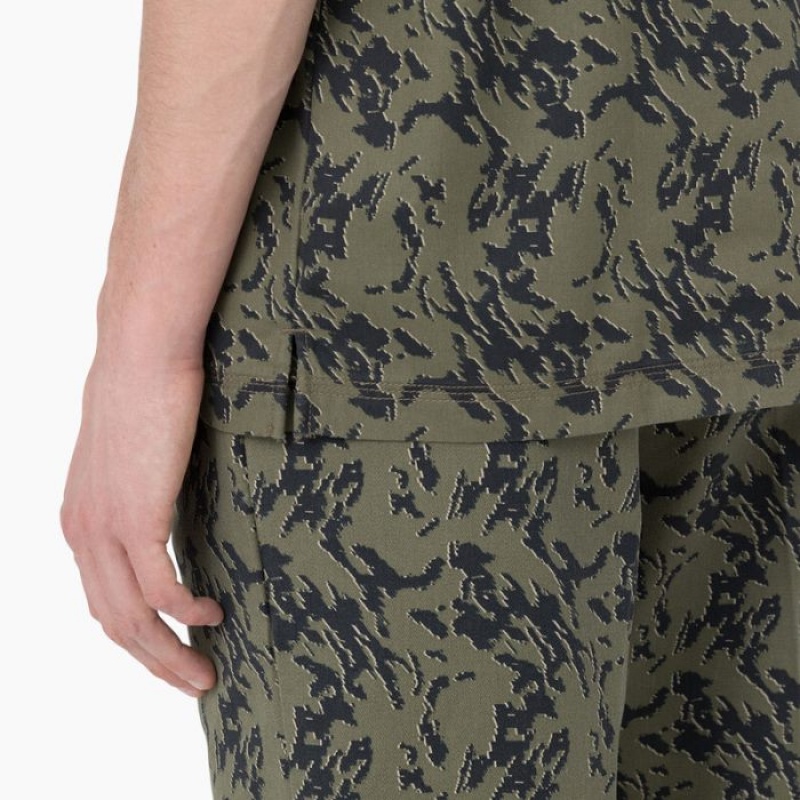 Dickies Drewsey Camo Scurte Sleeve Lucru Shirt Verzi Camuflaj | NZOB3017