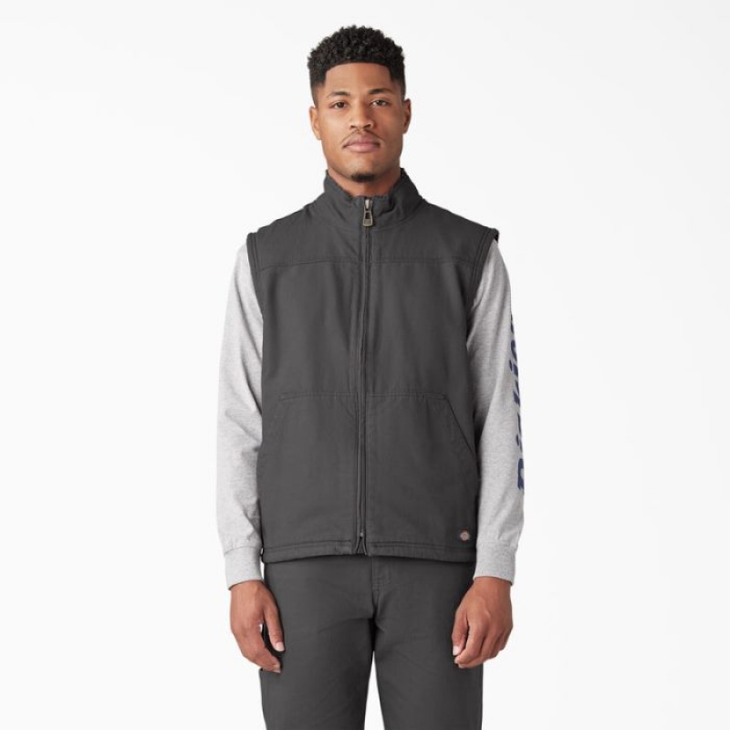 Dickies Duck Panza High Pile Fleece Captusite Vest Rinsed Slate | HKMU5458