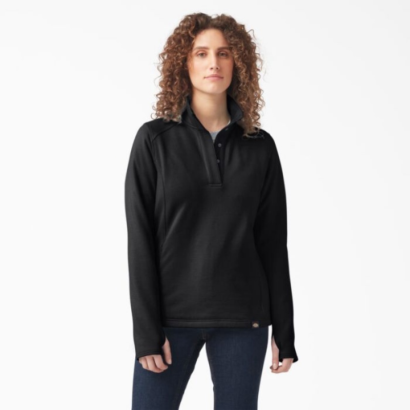 Dickies DuraTech Maverick Half-Snap Fleece Negrii | VZUV2390