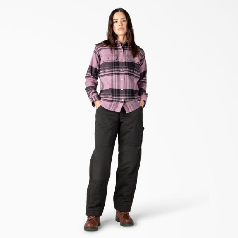Dickies DuraTech Renegade Flannel Shirt Grapeade Windowpane Plaid | BAEO4120