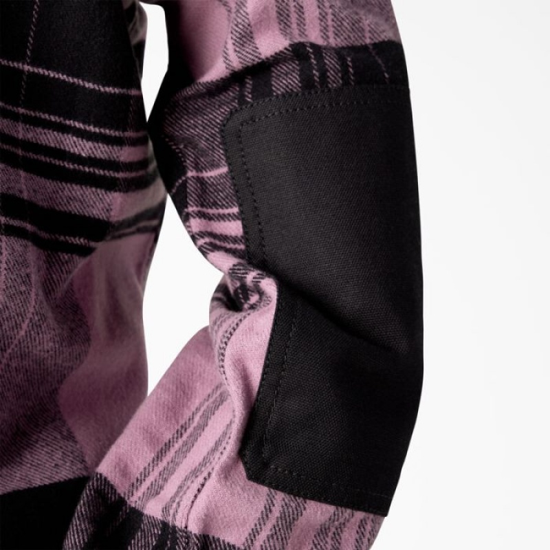 Dickies DuraTech Renegade Flannel Shirt Grapeade Windowpane Plaid | BAEO4120