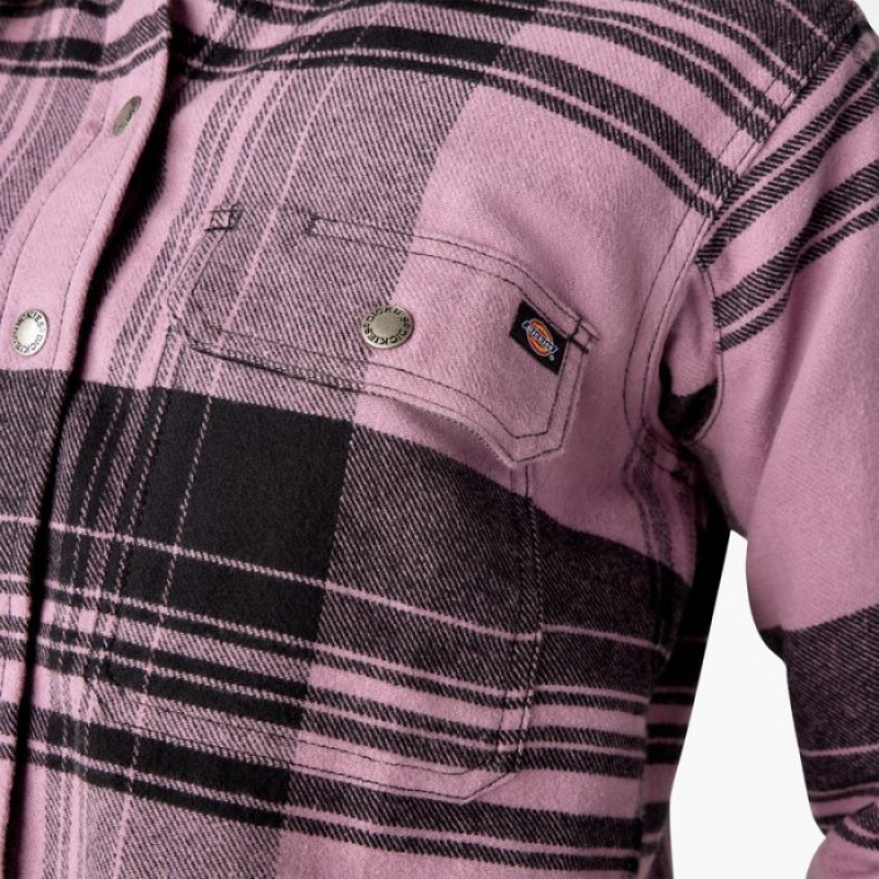 Dickies DuraTech Renegade Flannel Shirt Grapeade Windowpane Plaid | BAEO4120