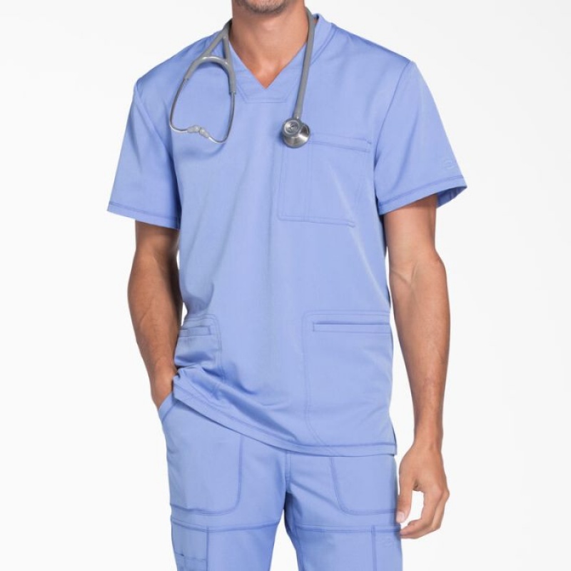 Dickies Dynamix V-Neck Scrub Top Albastri | DBYS1407