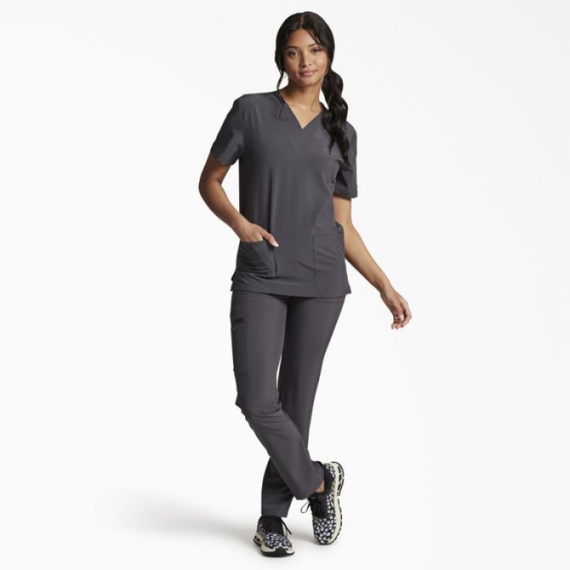 Dickies EDS Essentials V-Neck Scrub Top Albastri Gri | YJCZ6593