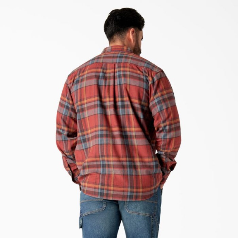 Dickies FLEX Long Sleeve Flannel Shirt Rosii Inchis Colorati | PNBM9960