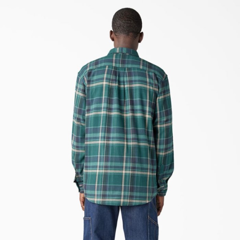 Dickies FLEX Long Sleeve Flannel Shirt Verzi Colorati | LFLQ0729
