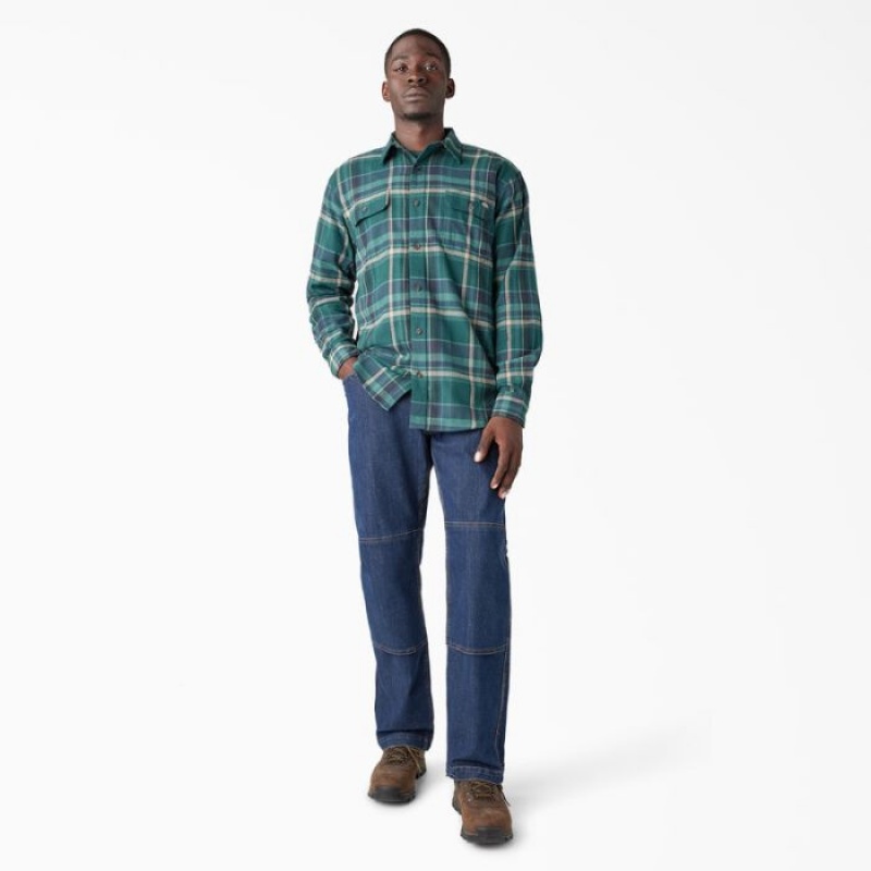Dickies FLEX Long Sleeve Flannel Shirt Verzi Colorati | LFLQ0729