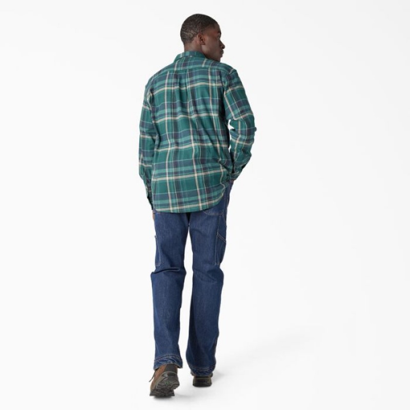 Dickies FLEX Long Sleeve Flannel Shirt Verzi Colorati | LFLQ0729