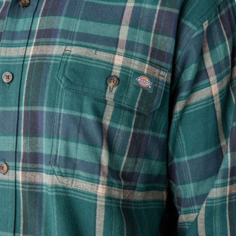 Dickies FLEX Long Sleeve Flannel Shirt Verzi Colorati | LFLQ0729