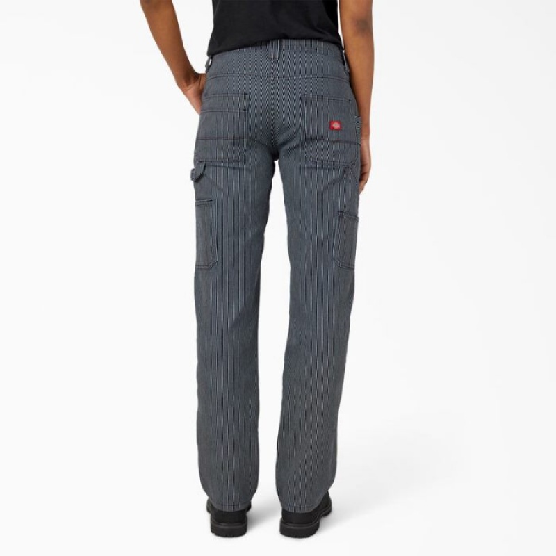 Dickies FLEX Relaxed Fit Hickory Stripe Carpenter Pants Regular | XWOE9973