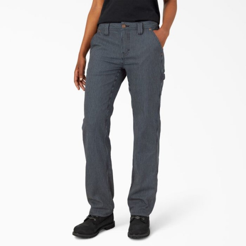 Dickies FLEX Relaxed Fit Hickory Stripe Carpenter Pants Regular | XWOE9973