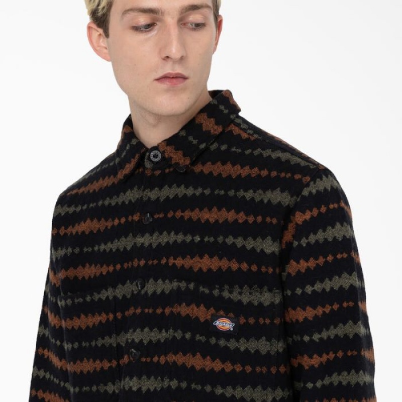 Dickies Falkville Long Sleeve Shirt Negrii Verzi | OONR2158