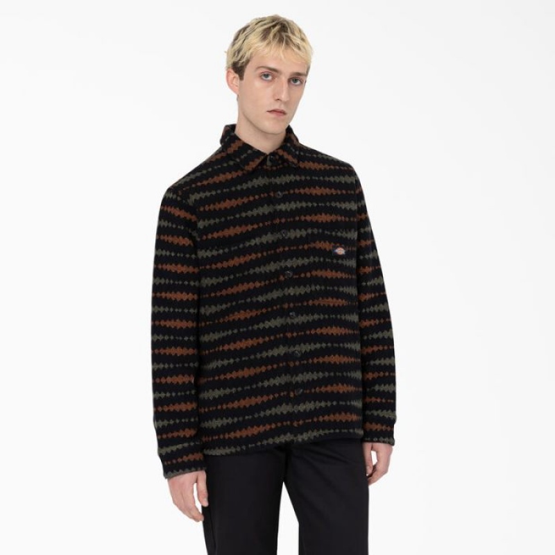 Dickies Falkville Long Sleeve Shirt Negrii Verzi | OONR2158