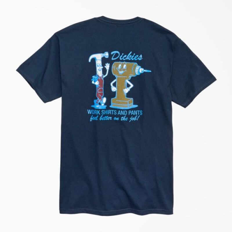 Dickies Feel Better On The Job Grafice T-Shirt Bleumarin | NFCN1043