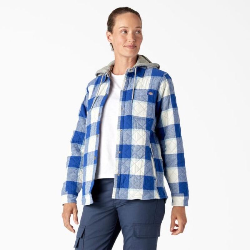 Dickies Flannel Cu Glugă Shirt Jacket Albastri | UKPN0828